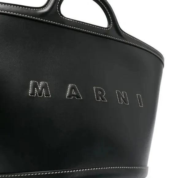 Marni Small Black Leather Tote Handbag NWT - Picture 4 of 8